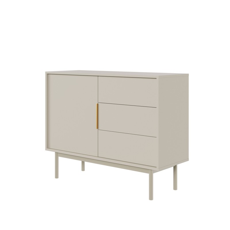 Buffet JONA coloris cachemire 1 porte 3 tiroirs 104cm