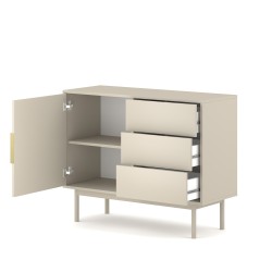 Buffet JONA coloris cachemire 1 porte 3 tiroirs 104cm
