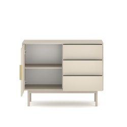 Buffet JONA coloris cachemire 1 porte 3 tiroirs 104cm