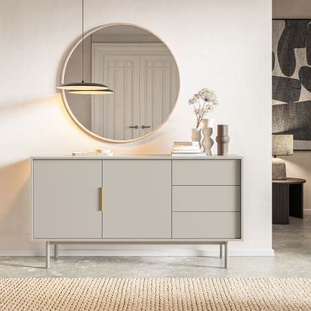 Buffet JONA coloris cachemire 2 portes 3 tiroirs 154cm
