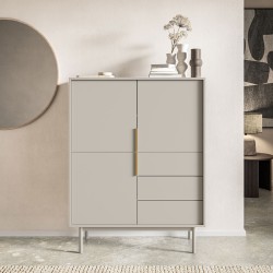 Buffet JONA coloris cachemire 3 portes 3 tiroirs 104cm