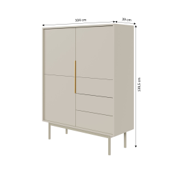 Buffet JONA coloris cachemire 3 portes 3 tiroirs 104cm
