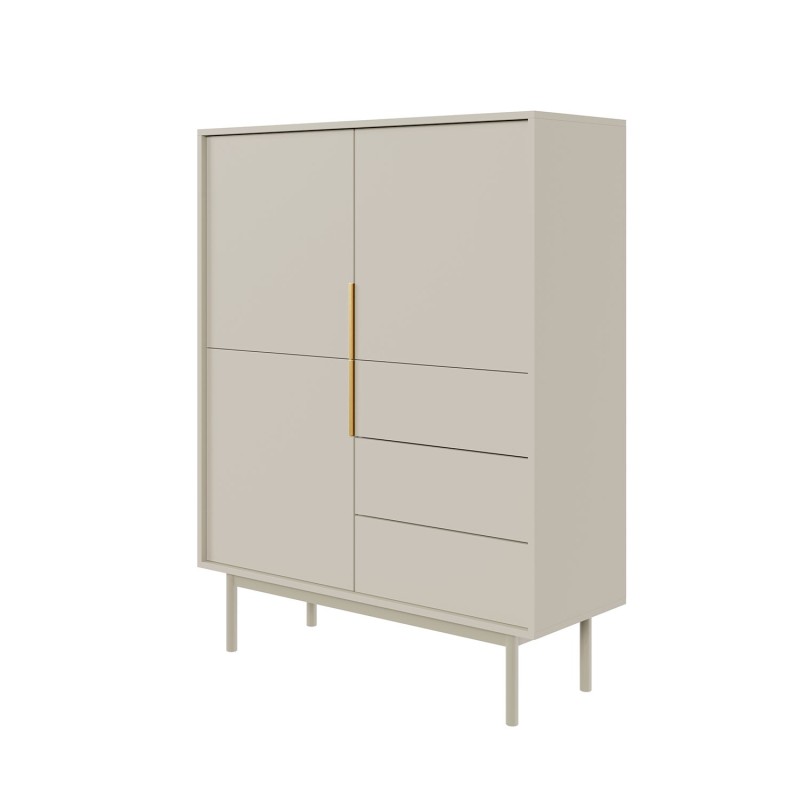 Buffet JONA coloris cachemire 3 portes 3 tiroirs 104cm