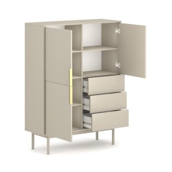 Buffet JONA coloris cachemire 3 portes 3 tiroirs 104cm