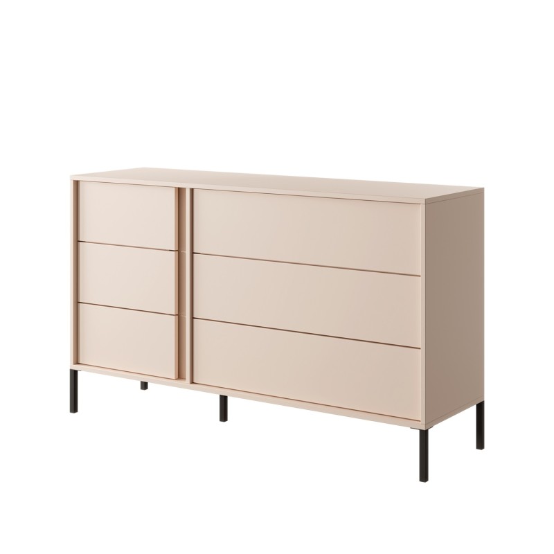 Commode 6 tiroirs HULDA beige 137cm