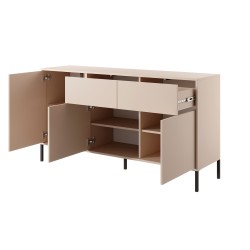 Buffet HULDA beige 3 portes 2 tiroirs 153cm