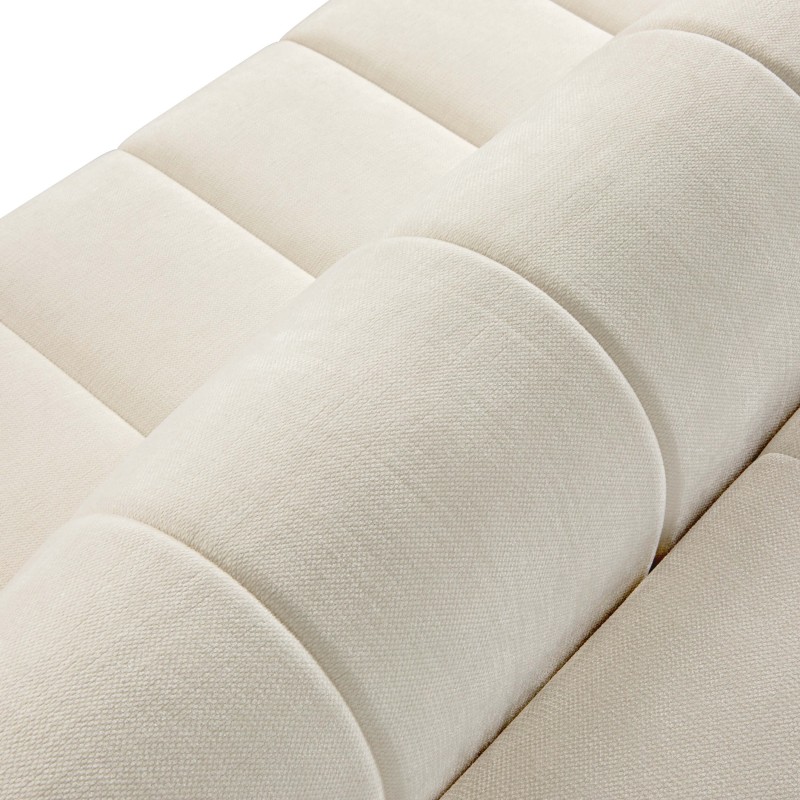 Canapé droit convertible BELEM 3 places tissu chenille écru