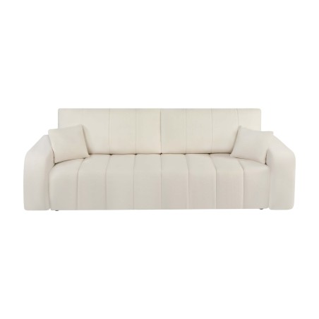 Canapé droit convertible BELEM 3 places tissu chenille écru