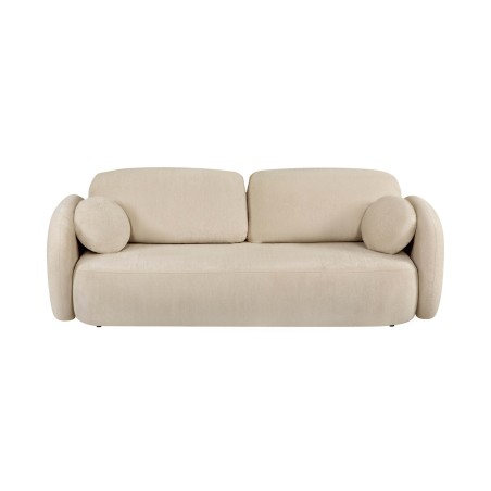 Canapé droit convertible CARLOTTA 3 places tissu bouclette grège