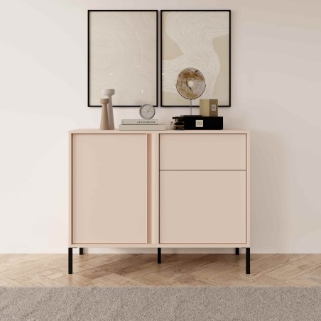 Buffet HULDA beige 2 portes 1 tiroir 104cm