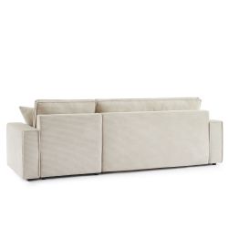 Canapé d'angle convertible et réversible 4 places ZOLA velours côtelé beige