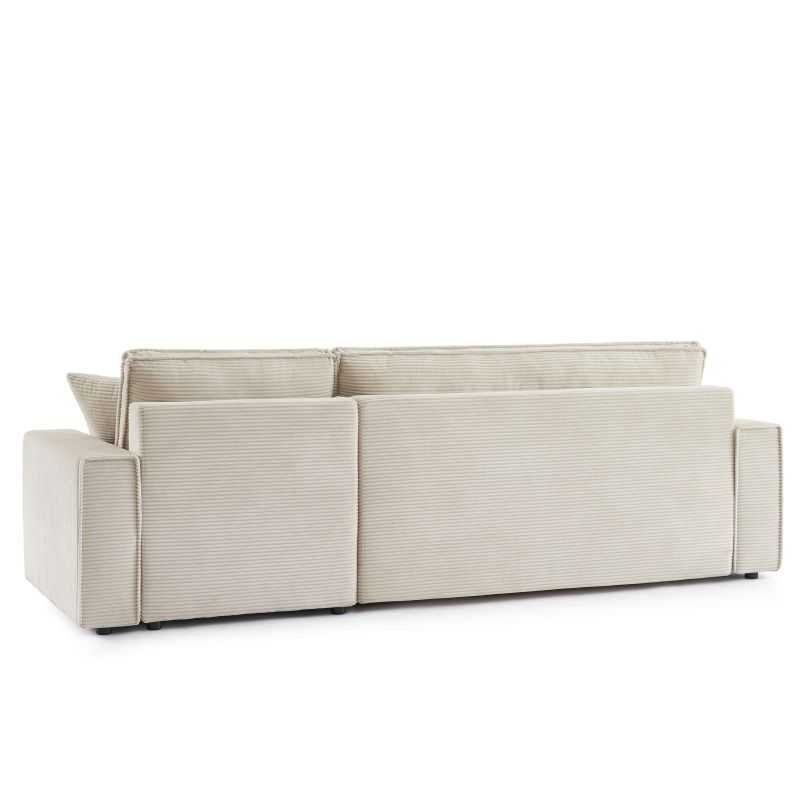 Canapé d'angle convertible et réversible 4 places ZOLA velours côtelé beige