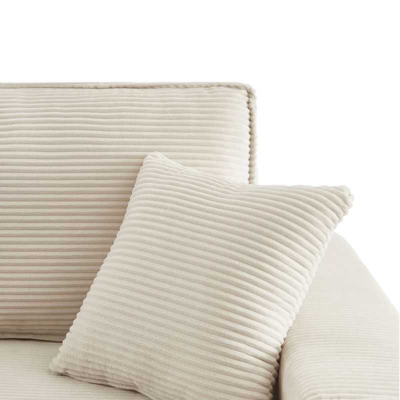 Canapé d'angle convertible et réversible 4 places ZOLA velours côtelé beige
