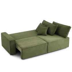 Canapé droit convertible 3 places ZOLA velours côtelé vert