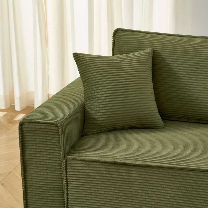 Canapé droit convertible 3 places ZOLA velours côtelé vert