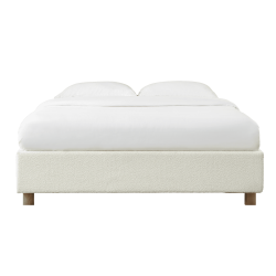 Lit coffre KORALL tissu bouclettes écru 160x200 sommier