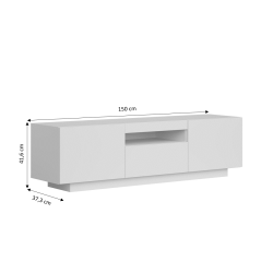Meuble TV BIRNA blanc mat 3 portes 150cm