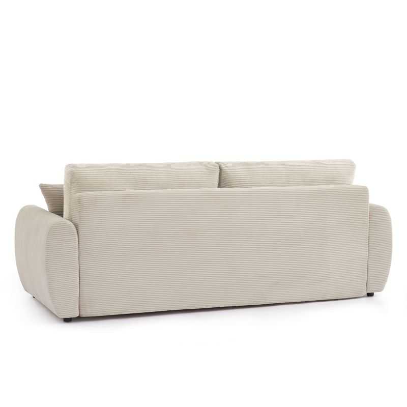 Canapé droit convertible 3 places DANILO velours côtelé beige