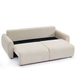 Canapé droit convertible 3 places DANILO velours côtelé beige