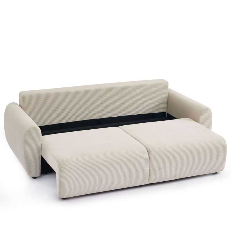 Canapé droit convertible 3 places DANILO velours côtelé beige