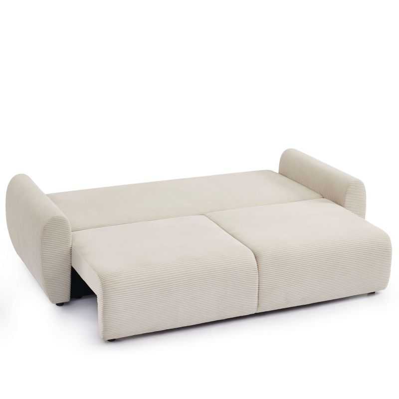 Canapé droit convertible 3 places DANILO velours côtelé beige