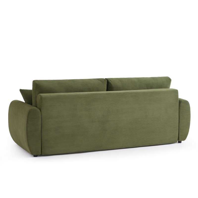 Canapé droit convertible 3 places DANILO velours côtelé vert