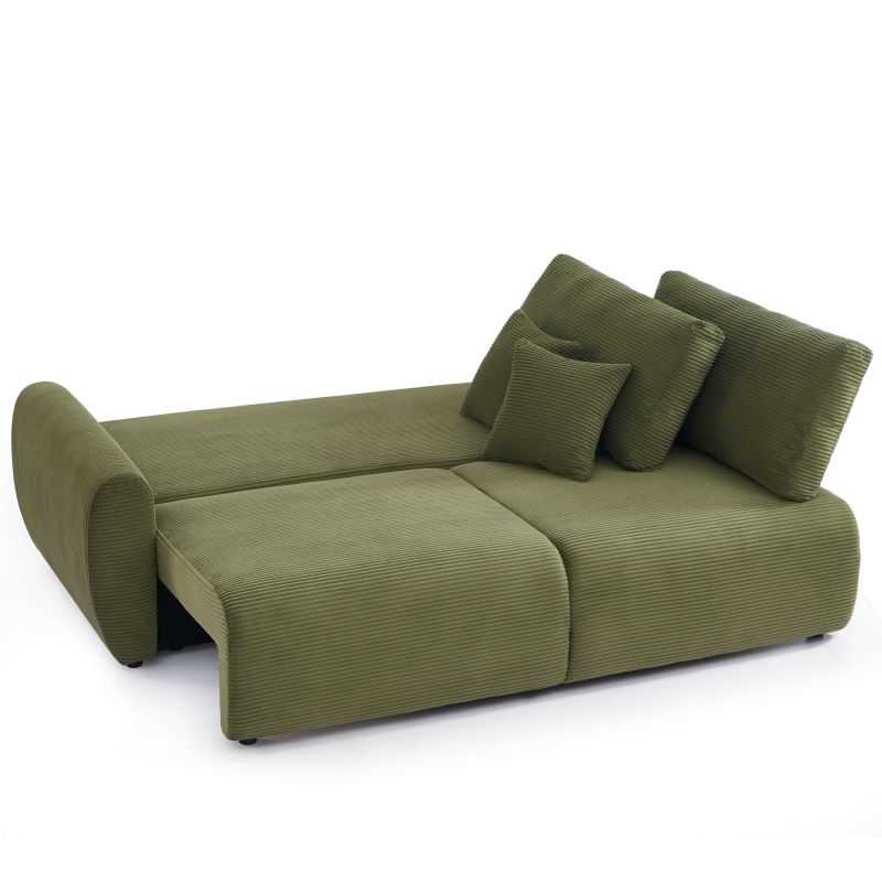 Canapé droit convertible 3 places DANILO velours côtelé vert
