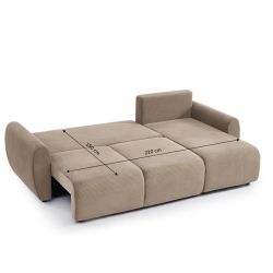 Canapé d'angle convertible et réversible 4 places DANILO velours côtelé grège