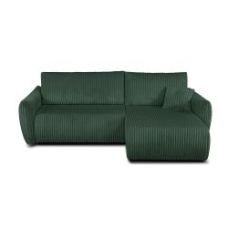 Canapé d'angle convertible et réversible GLORIA 4 places velours côtelé vert kaki