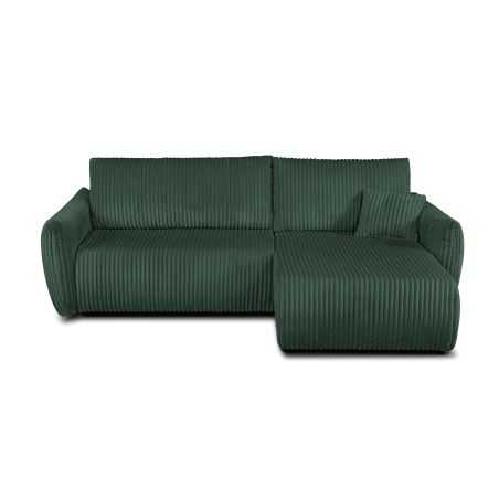 Canapé d'angle convertible et réversible GLORIA 4 places velours côtelé vert kaki