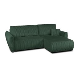 Canapé d'angle convertible et réversible GLORIA 4 places velours côtelé vert kaki