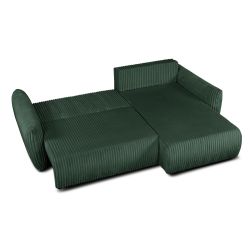 Canapé d'angle convertible et réversible GLORIA 4 places velours côtelé vert kaki