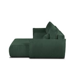 Canapé d'angle convertible et réversible GLORIA 4 places velours côtelé vert kaki