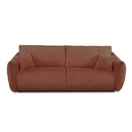 Canapé droit convertible GLORIA 3 places velours côtelé terracotta