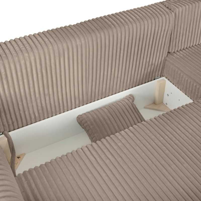 Canapé d'angle convertible et réversible GLORIA 4 places velours côtelé taupe