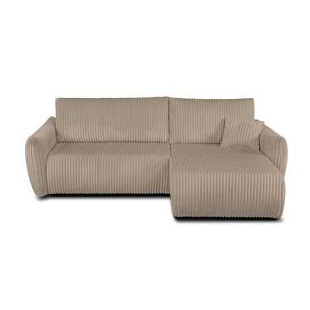 Canapé d'angle convertible et réversible GLORIA 4 places velours côtelé taupe