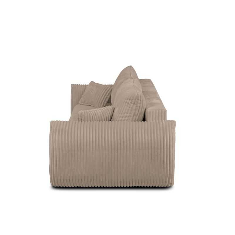 Canapé droit convertible GLORIA 3 places velours côtelé taupe