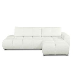 Canapé d'angle droit convertible SORELLA 4 places tissu chenille écru