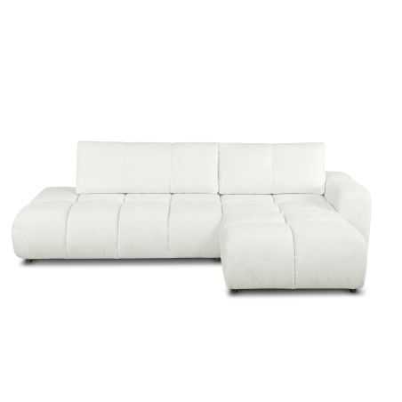 Canapé d'angle droit convertible SORELLA 4 places tissu chenille écru