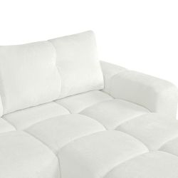 Canapé d'angle droit convertible SORELLA 4 places tissu chenille écru