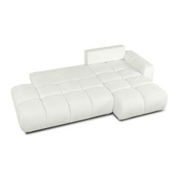 Canapé d'angle droit convertible SORELLA 4 places tissu chenille écru