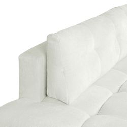 Canapé d'angle droit convertible SORELLA 4 places tissu chenille écru