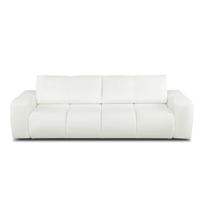 Canapé droit convertible SORELLA 3 places tissu chenille écru