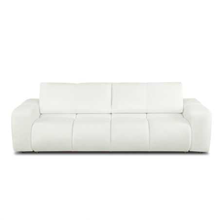 Canapé droit convertible SORELLA 3 places tissu chenille écru