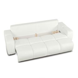 Canapé droit convertible SORELLA 3 places tissu chenille écru