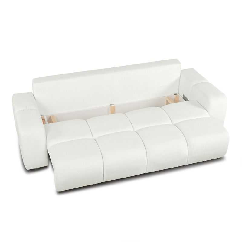 Canapé droit convertible SORELLA 3 places tissu chenille écru