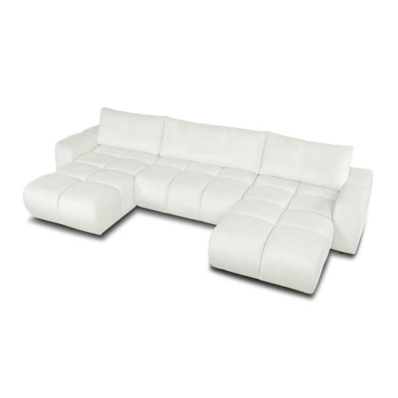 Canapé panoramique convertible SORELLA 6 places tissu chenille écru