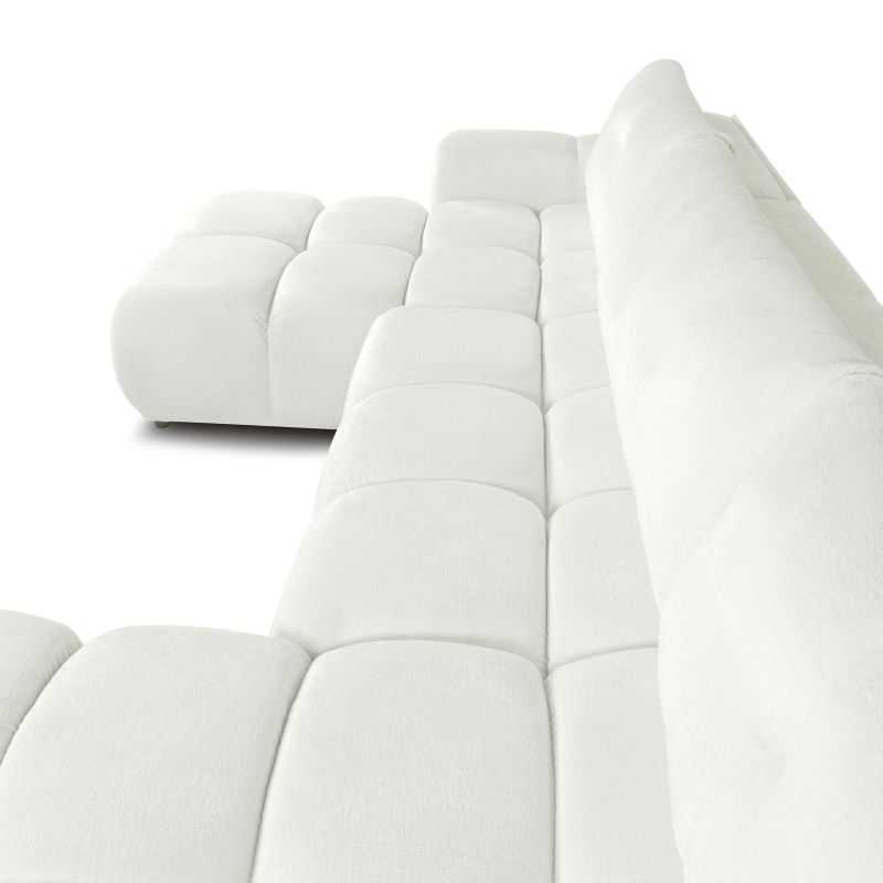 Canapé panoramique convertible SORELLA 6 places tissu chenille écru