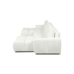 Canapé panoramique convertible SORELLA 6 places tissu chenille écru