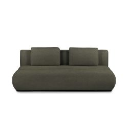 Canapé droit convertible PIO 3 places tissu bouclette vert kaki